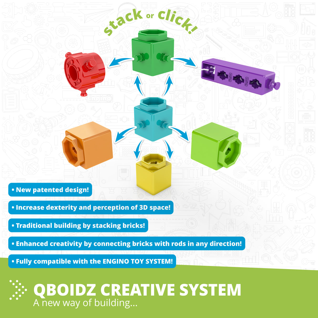 Engino STEM Qboidz – STEM Building Blocks for Kids Ages 3+ (90 Models to Build)
