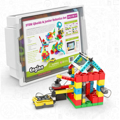 Engino STEM Qboidz & Junior Robotics Set, STEM Building and Coding Kit for Kids Ages 5–7 (98 Models to Build)