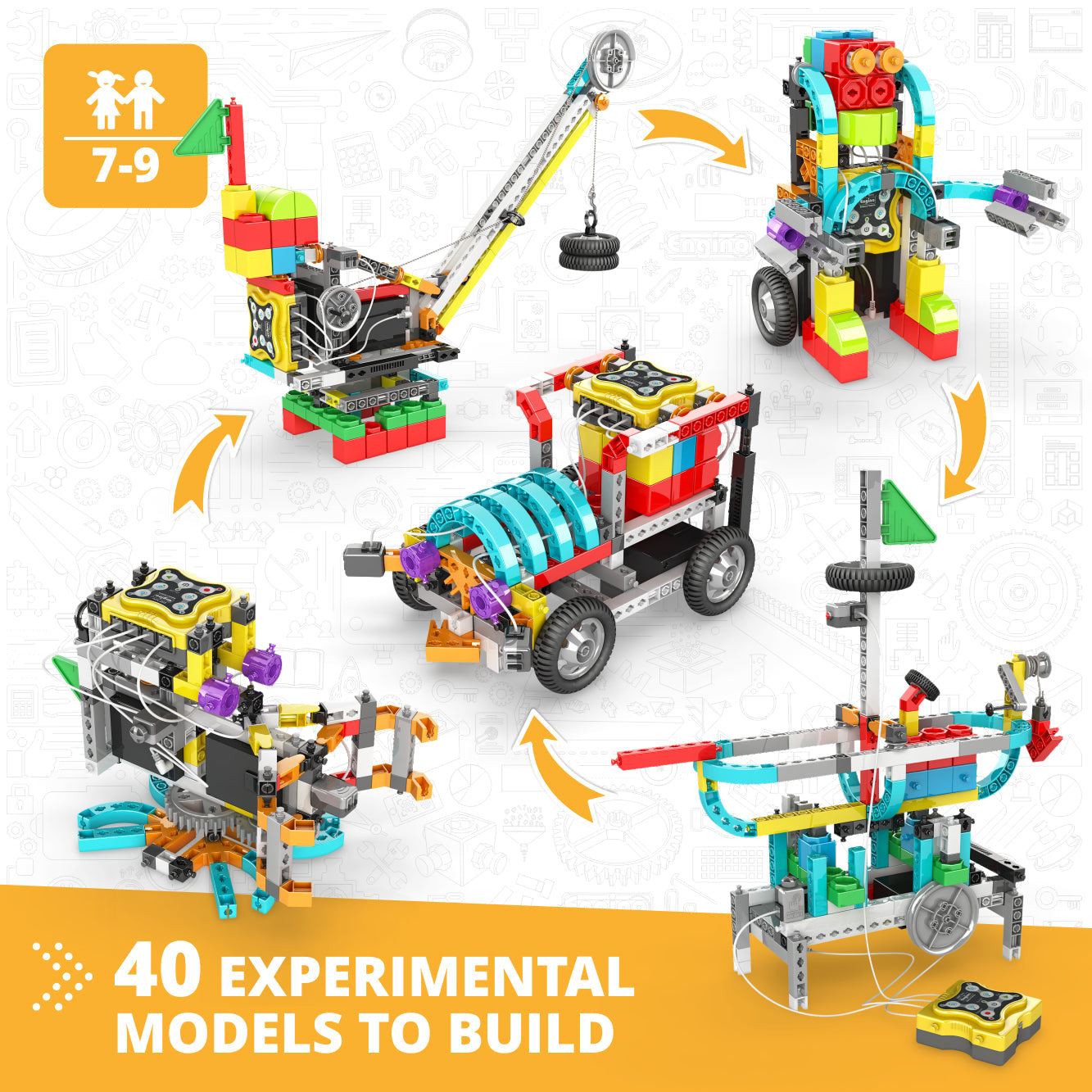 Engino STEM & Robotics ERP Mini Set – Build 40 Working Models, Coding & Engineering Kit for Kids Ages 7–9