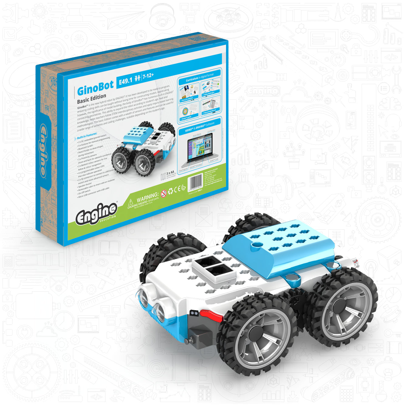 Engino GinoBot™ Basic Edition – Coding & Robotics Starter Kit for Kids Ages 7–12+