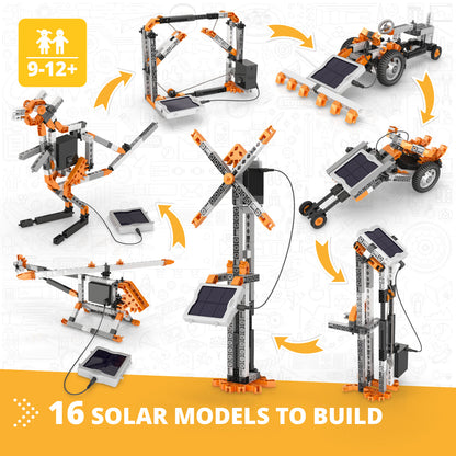 Engino STEM Solar Power Complete Building Set, Learn Renewable Energy, For Kids Ages 9–12+ (16 Solar Models to Build)