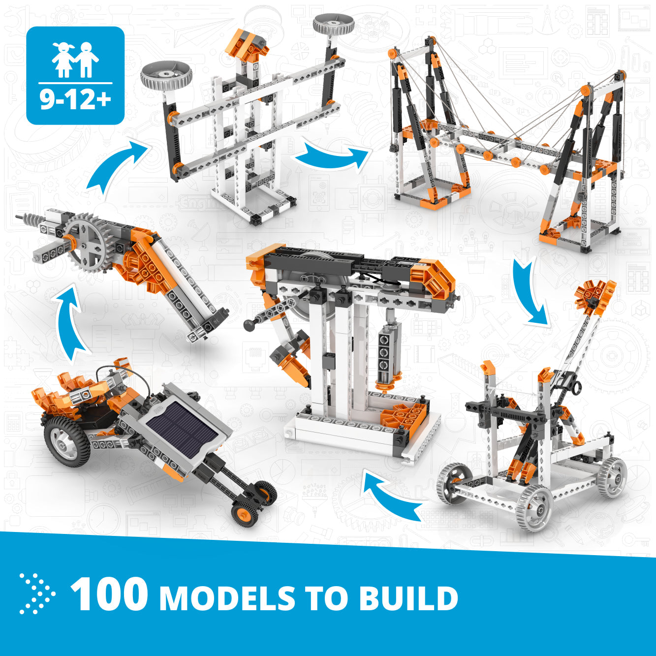 Engino STEM Mechanics Master Set – Explore Simple Machines, Structures & Newton’s Laws, STEM Building Kit for Kids Ages 9-12+ (100 Models to Build)